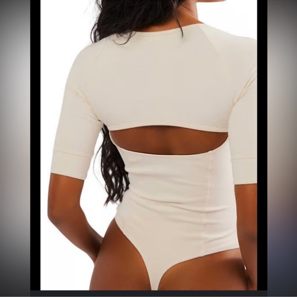 NWOT Free People Everly Square Neck Bodysuit off white - Picture 2 of 8